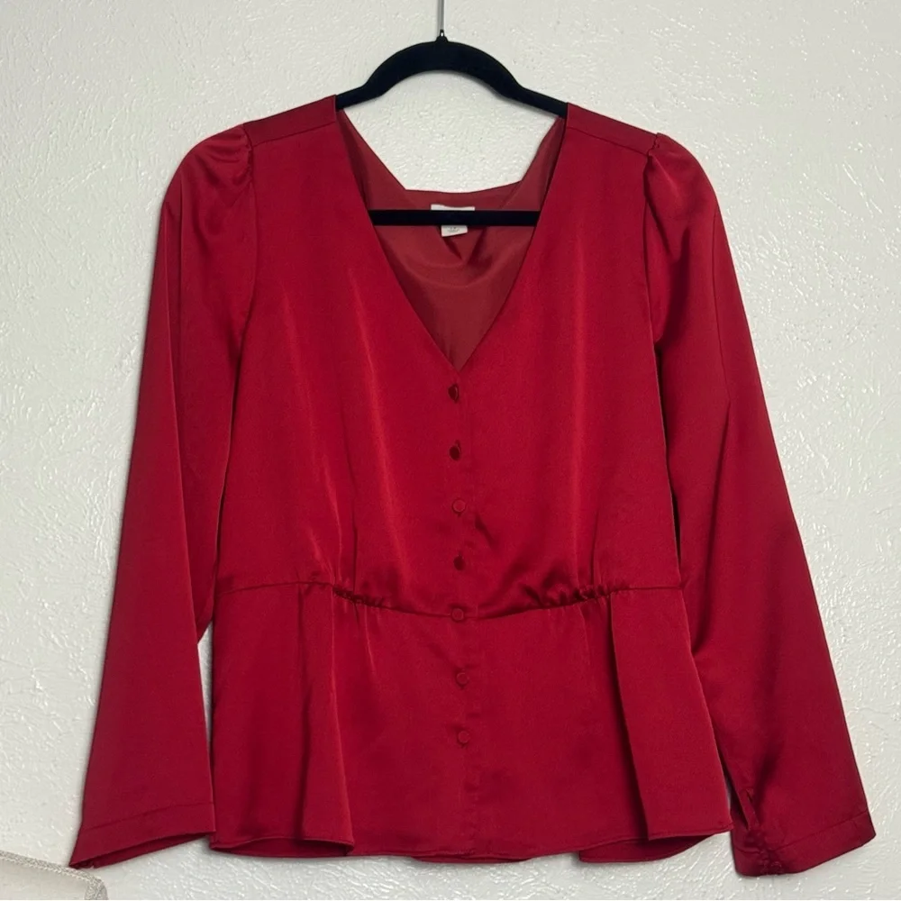 J. Crew Scarlet Peplum Satin Blouse‎